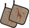 Caroline's Treasures BB1001-BL-BN-PTHD Giraffe Burlap and Brown Pair of Pot Holders Kitchen Heat Resistant Pot Holders Sets Oven Hot Pads for Cook...