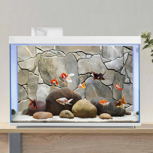 AWERT 72x24 inches White Grey Rocky Terrarium Background Stone Aquarium Background Rock Fish Tank Background...