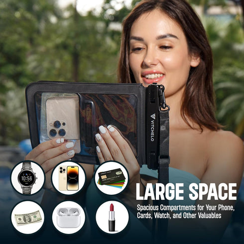 Vitchelo Double Space IP68 Waterproof Phone Pouch Floating - Waterproof Phone Case with Lanyard, iphone Waterproof Pouch 14/13/12Pro Max/Pro/8Plus...