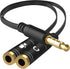 Headphone Splitter Adapter, 3.5mm Audio + Mic 4 Pole TRRS Splitter (3.5mm Male to 2X 3.5mm Female) Jack Y Cable Compatible for Gaming Headset to P...