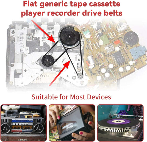 Recorder Rubber Belts - Cassette Recorder Repair Maintenance Mix Flat Cassette Tape Machine Rubber Belts 40-135MM (50PCS) (Width 3MM)...