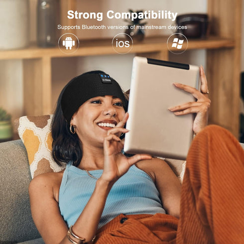 LC-dolida Sleep Headphones Bluetooth Headband, Headband Headphones Wireless Earphones Built in Speakers for Side Sleepers, Sleeping Headphones Sle...