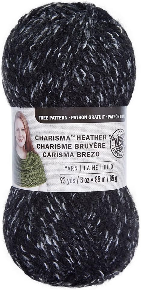 Loops & Threads Charisma Heather Yarn - Black - 3 oz - One Ball......