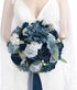 Ling's Moment Artificial Flowers 50Pcs Navy Blue Roses Decor w/Stems,3" Real Touch DIY Foam Floral for Wedding Bouquet/Centerpieces, Outdoors Part...