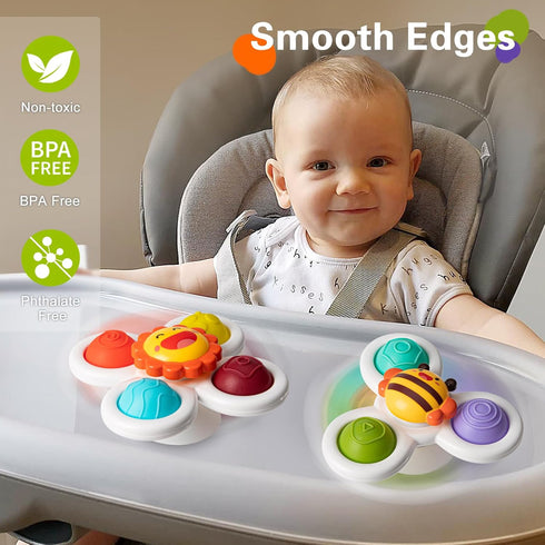 3PCS Suction Cup Spinner Toys for 1 2 Year Old Boys Spinning Toys 12-18 Months Sensory Toys for Toddlers 1-3 First Birthday Baby Gifts for Girls...