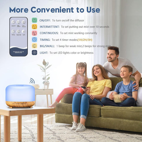 Essential Oil Diffuser, YIKUBEE Oil Diffuser, 500ml Humidifier, Diffusers for Home, Aromatherapy Diffuser with Remote Control, Diffusers for Essen...
