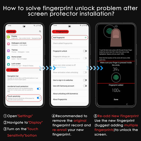 YWXTW [2 Pack Support Fingerprint Unlock Tempered Glass Screen Protector for Samsung Galaxy S22 Ultra,Anti-Spy 9H Tempered Glass Film, Anti-Scratc...