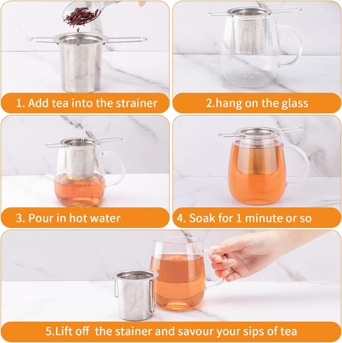 Tea Infuser, Evmliy Stainless Steel Tea Strainer Sitting in Mugs, Tea Infusers for Loose Tea, Tea Diffuser Long-Handled Tea Strainers Tea Filters,...