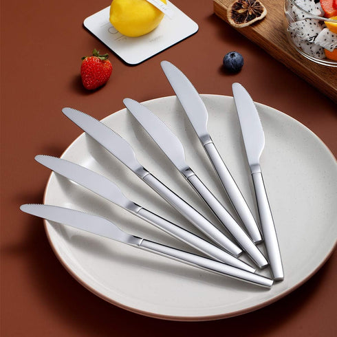 Berglander Dinner Knives Set Of 6, Stainless Steel Shiny Modern Dinner Knife, Butter Knife Table Knives Dishwasher Safe...