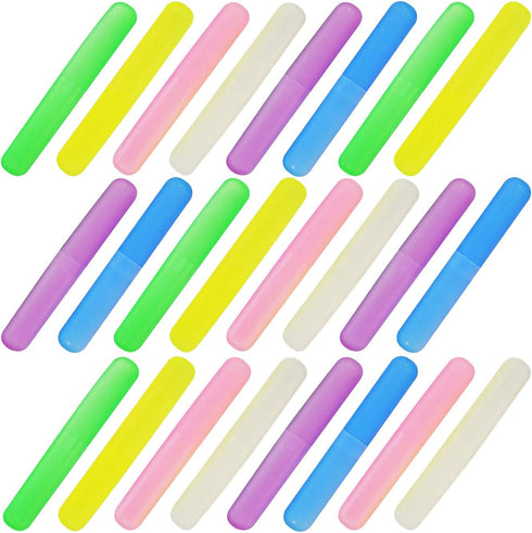 24PCS Plastic Toothbrush Case Six Colors Portable Dust-proof Toothbrush Cases Toothbrushes Holder for Daily and Travel Use (24)...
