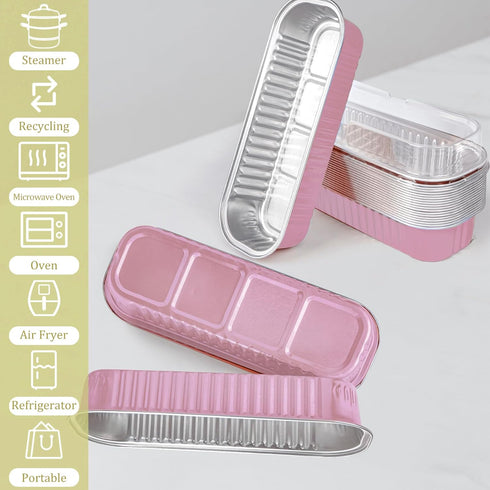 20PCS Rectangle Mini Loaf Pans With Lids,Mini Cake Pans with Lids,Disposable Ramekins Baking Cups Muffin Tins Cupcake Cups for Wedding Birthday Pa...