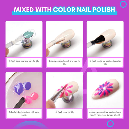 Makartt 3D Painting Gel Clear Nail Gel For Nails Art Chrome Nail Powder Micro 3D Sculpting Gel No Wipe UV Gel for Gel Nail Polish 3D Carving Drawi...