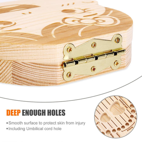 NASHRIO Baby Tooth Box Wooden Kids Keepsake Organizer Gift for Baby Teeth, Cute Children Tooth Container with Tweezers to Keep the Childwood Memor...