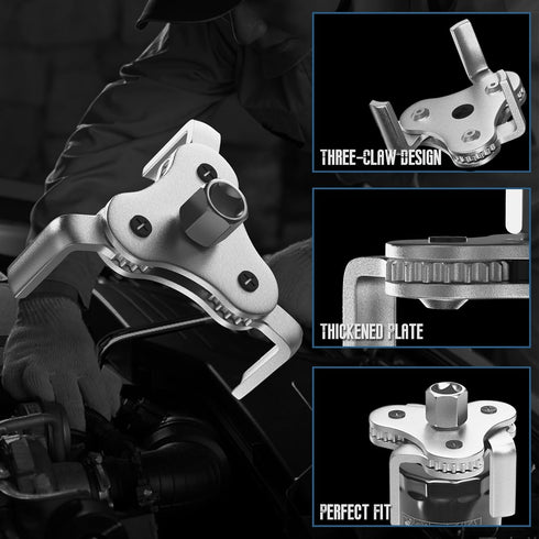 Universal Oil Filter Wrench Adjustable, from 2-1/2 inch to 4.5 inch 3 Jaw Oil Filter Removal Tool Set, Efficiency 2 Way Oil Filter Wrench...