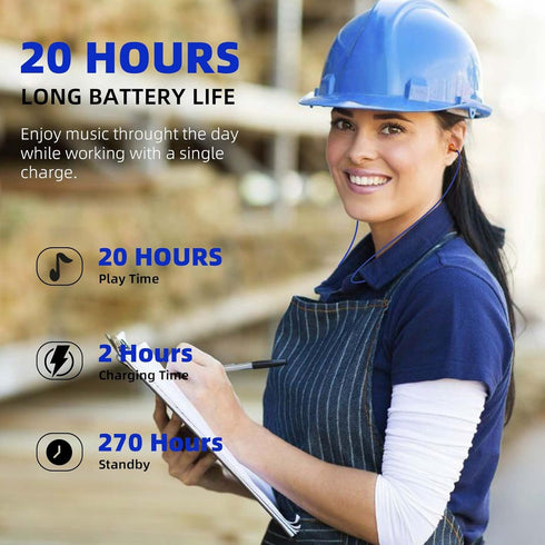 Ear Plugs Bluetooth Headphones for Work, Neckband Wireless Earbuds, Noise Reduction in-Ear Earphones with Mic and Controls, Waterproof Earbuds wit...