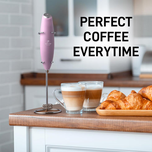 Zulay Kitchen Powerful Double Whisk Milk Frother Handheld - Foam Maker With Stand - Whisk Drink Mixer for Coffee, Mini Foamer for Latte, Matcha, F...