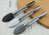 Mini Tongs with Silicone Tips 7-Inch Small Serving Tongs, Set of 3 (Black White Gray)...