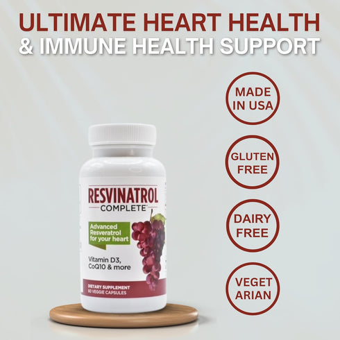 Capsules, 60 Count- Resveratrol Supplement Supports Healthy Aging, Heart Health, and Immune Function with Quercetin, Grape Seed Extract, Vitamin D...