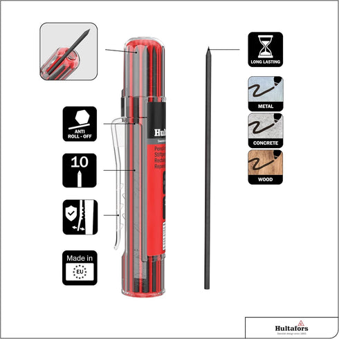 Hultafors Tools 650110 Dry Marker Refills HRD G*, Graphit...