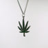 Marijuana Weed Pot Leaf Green Enamel on Silver Finish Pewter Pendant Necklace...