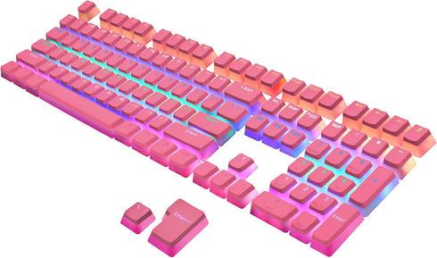 Pudding Keycaps,Double Shot PBT Backlit 108 Keys Key caps Set for Mechanical Gaming Keyboard - Pink (Only Keycaps)...