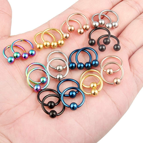 Kridzisw 14G Septum Nose Rings Eyebrow lip Rings Lobe Earrings Hoop 316L Surgical Steel Cartilage Helix Tragus Rook Daith Earrings Hoops Piercing ...