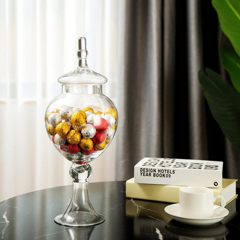 Diamond Star Glass Apothecary Jars with Lids for Candy Buffet - Large Apothecary Jars for Bathroom, Candy Bar, Kitchen, (Height: 16.5" Body: 6.5)...