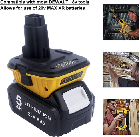 Lasica 2Pack DCA1820 18V to 20V Adapter Compatible with DEWALT 18V XRP Tools - Compatible with Dewalt 20V Max Battery DCB201 DCB203 DCB204 DCB206 ...