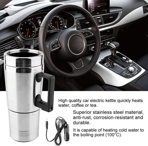 Car Electric Kettle, 12V 60W 350Ml 150ML Stainless Steel Car Electric Kettle Coffee Tea Water Heating Cup Portable Electric Water Boiler Hot Tea H...