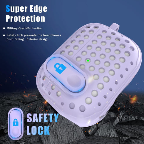 AirPods Pro Second Generation Protective case with Cleaning kit, Anti-Fall Lock Design, Personalized Hollow Style - Pure Purple...