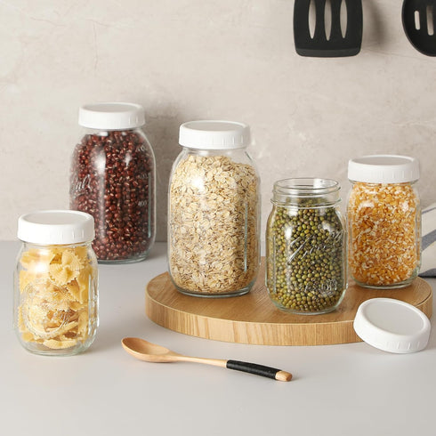 12 Pack REGULAR MOUTH Mason Jar Lids for Ball, Kerr and More - Plastic Storage Caps for Mason Jars, Canning Jars - Leakproof - White...