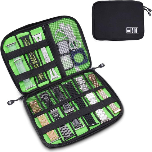 iiteeology Smart Watch Band Storage Bag, Universal Watch Band Accessories Organizer Bag Travel Storage Bag, Extra Pocket for Magsafe Charger, Cabl...