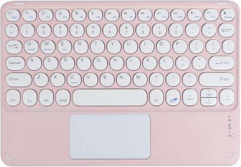 Wireless Bluetooth Keyboard with Touchpad,10 Inch Round Key Wireless Keyboard Rechargeable Ultra Slim Portable Office for iOS Android Windows Devi...