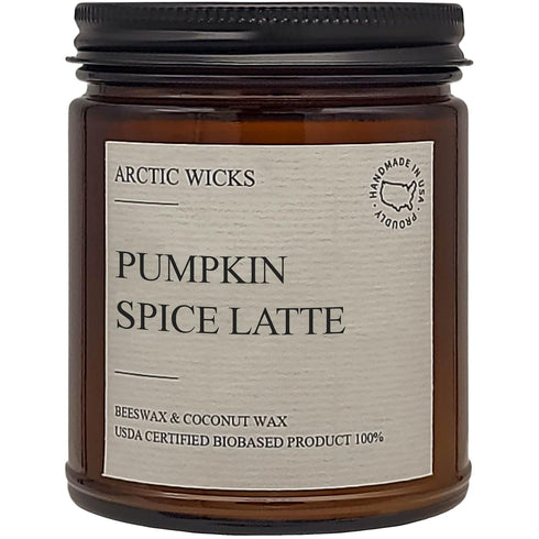 Pumpkin Spice Latte Candles | Arctic Wicks Scented Candles Coconut & Beeswax Candles | 9oz Amber Non-Toxic Candle Fall Decor Candles Gifts Pumpkin...
