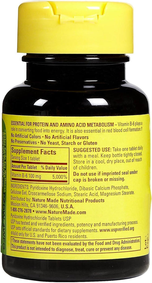 Nature Made Vitamin B6 100 mg Tabs, 100 ct...