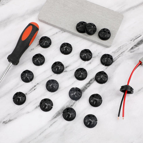 100pcs Push-in Cable Connectors, 3/8 Inch Trade Size Non-Metallic Push In Connector Plastic Electrical Box Wire Inserts Button Push-in NM Cable Cl...