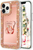 LUVI Mirror Case for iPhone 12/iPhone 12 Pro 6.1 inch Bling Diamond Glitter Case with Bear Ring Holder Kickstand Stand Rhinestone Crystal Cute for...