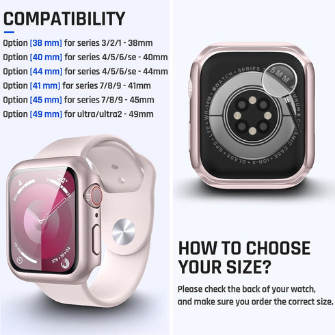 Goton Waterproof Case for Apple Watch 41mm Series 9 8 7 with Tempered Glass Screen Protector, iWatch Full Protective Hard PC Bumper Case Face Cove...
