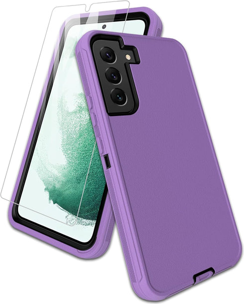 for Samsung Galaxy S21 Plus 5G Phone Case, with Screen Protector, Dust-Proof Port Cover, Full-Body Non-Slip Silicone Rubber Covered, Military Grad...