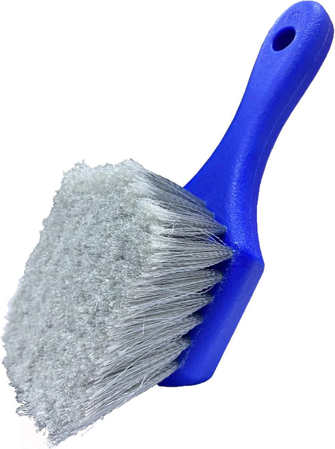 Wheel & Tire Brush for Car Rim, Soft Bristle Car Wash Brush, Cleans Tires & Releases Dirt and Road Grime, Short Handle for Easy Scrubbing Blue...