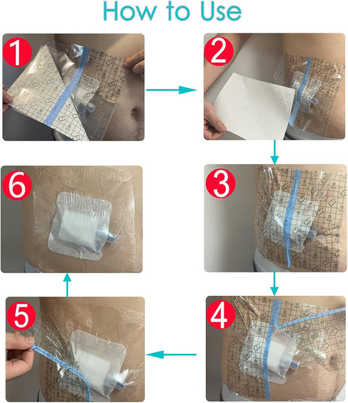 Dialysis Catheter Shower Cover 8"x8", Waterproof Peritoneal Dialysis Chemo Port Protector for PD Chest Catheter Peg Feeding Tube G-Tube Picc Line ...