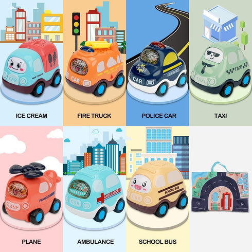 Baby Toy for 1 Year Old Boy | 7 Set Push and Go Cars Toy with Play Mat/Storage Bag for Toddlers | Early Educational Toys and Birthday Gift for 1 2...