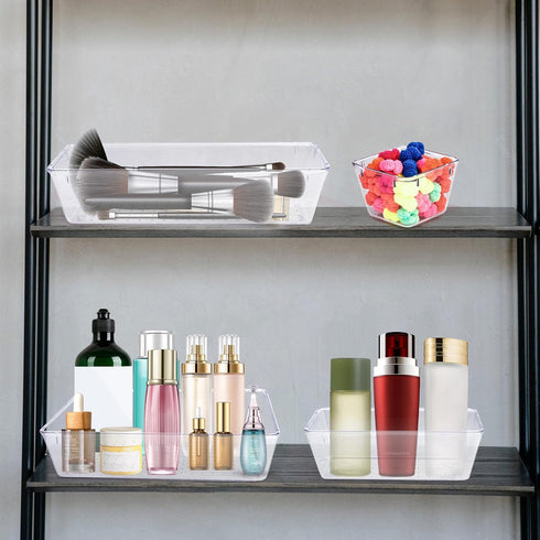 4 PCS Clear Plastic Drawer Organizer, Desk Drawer Divider Organizers and Storage Bins for Makeup, Jewelry, Gadgets for Kitchen, Bedroom, Bathroom,...