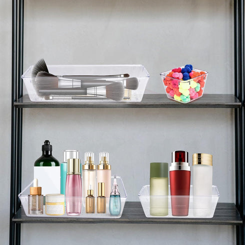 4 PCS Clear Plastic Drawer Organizer, Desk Drawer Divider Organizers and Storage Bins for Makeup, Jewelry, Gadgets for Kitchen, Bedroom, Bathroom,...