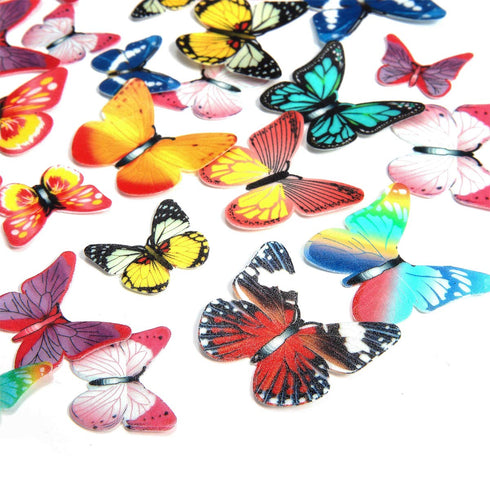 GEORLD 48Pcs Edible Cupcake Toppers Cake Butterfly Decoration Birthday Party Mixed Size & Colour...