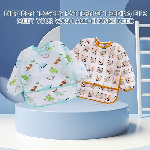 5 Pcs Long Sleeved Baby Toddler Bibs Waterproof Sleeved Bib 3-24 Months...