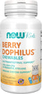 NOW Supplements, BerryDophilus™ with 2 Billion, 10 Probiotic Strains, Xylitol Sweetened, Strain Verified, 60 Chewables, packaging may vary...