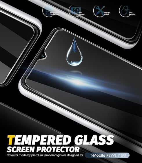 Orzero (4 Pack) Tempered Glass Screen Protector Compatible for T-Mobile REVVL 7 5G 6.58 inch, Protector De Pantalla 2.5D Arc Edges 9 Hardness High...