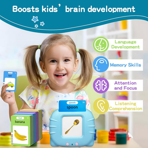 Talking Flash Cards for Toddlers, 224 Common Words, Language Therapy, Sensory Interactive Toy for Autism, Educational Learning Gift for Boys and G...