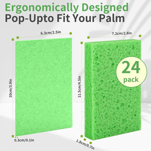 Kitchen Sponges 24 PCS- Compressed Cellulose Sponges Non-Scratch Natural Dish Sponge for Kitchen Bathroom Cars, Funny Cut-Outs DIY for Kids...